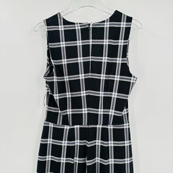 Old Navy Size Medium Tall Gray Plaid Sleeveless Stretch Knit Career A Line Dress - Picture 8 of 10